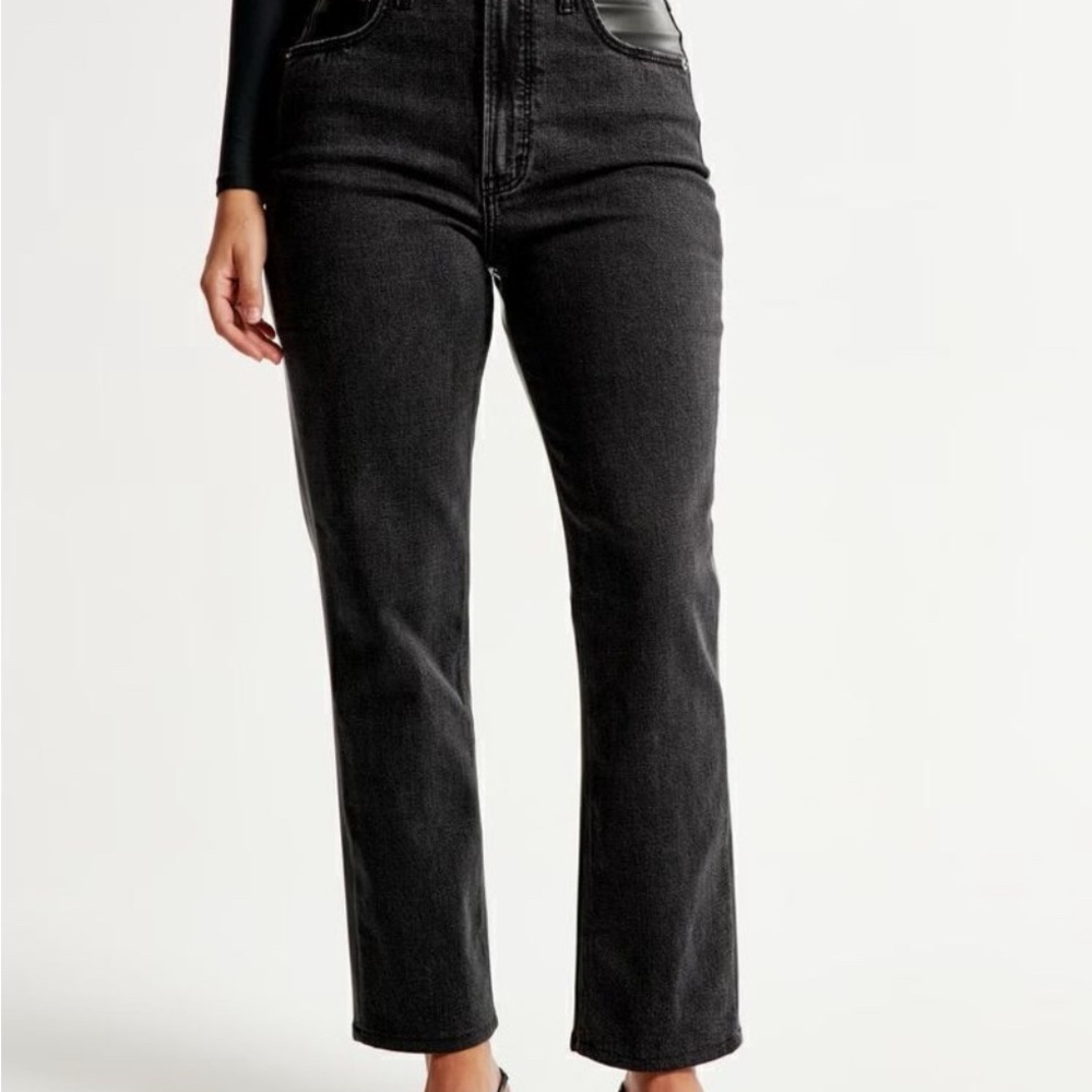 Abercrombie & Fitch Women's Dark Gray Straight Leg Jeans